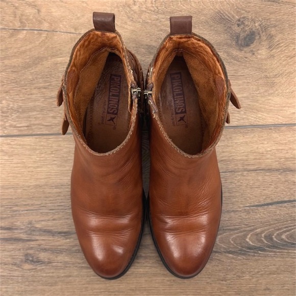 Pikolinos Andorra Women's Size 10.5 US 41 EU Brown Leather Triple Buckle Booties - Picture 3 of 8